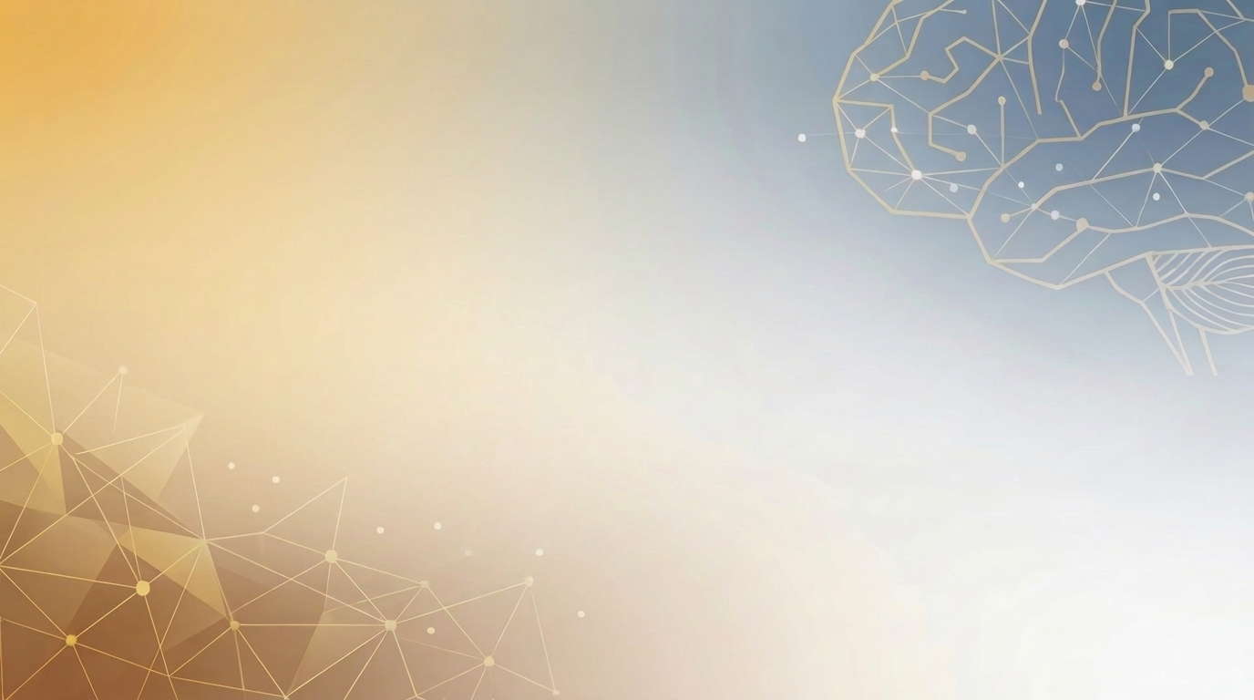 Luminary Intel brand banner: warm gold and slate blue gradient with a line-art brain and data network